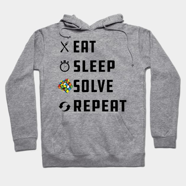 Rubik Cube - Eat Sleep Solve Repeat Hoodie by KC Happy Shop